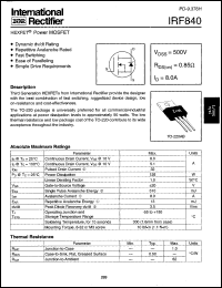 Click here to download IRF840 Datasheet