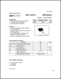 Click here to download IRF840A Datasheet