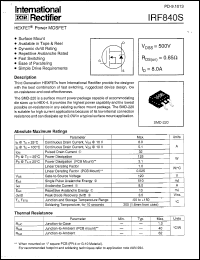 Click here to download IRF840S Datasheet