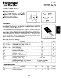 Click here to download IRFI614 Datasheet