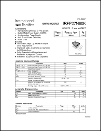Click here to download IRFP27N60 Datasheet