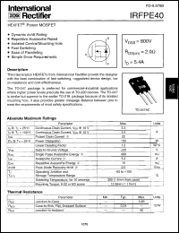 Click here to download IRFPE40 Datasheet