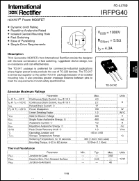 Click here to download IRFPG40 Datasheet