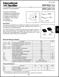 Click here to download IRFR9110 Datasheet