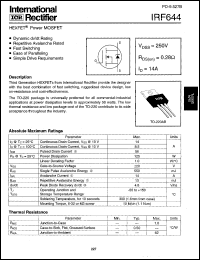 Click here to download IRF644 Datasheet