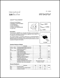 Click here to download IRF840PBF Datasheet