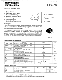 Click here to download IRF840STRR Datasheet