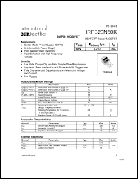 Click here to download IRFB20N50 Datasheet