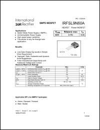 Click here to download IRFSL9N60 Datasheet