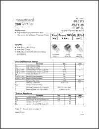 Click here to download IRL8113S Datasheet