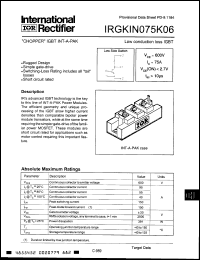 Click here to download IRGKIN075K06 Datasheet