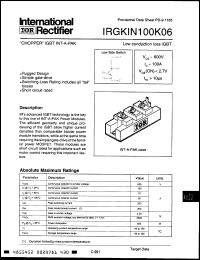 Click here to download IRGKIN100K06 Datasheet