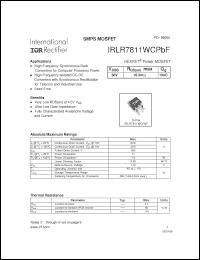 Click here to download IRLR7811WCPBF Datasheet