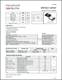 Click here to download IRFH5110TRPBF Datasheet