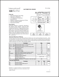 Click here to download AUIRFR2307ZTR Datasheet