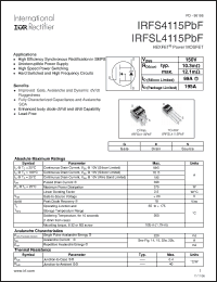 Click here to download IRFS4115PBF Datasheet