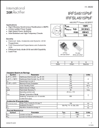 Click here to download IRFSL4615PbF Datasheet