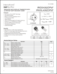 Click here to download IRGSL4062DPBF Datasheet