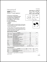 Click here to download IRFR214PBF Datasheet