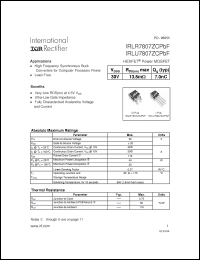 Click here to download IRLU7807ZCPBF Datasheet