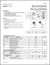 Click here to download IRLSL4030PbF Datasheet