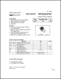 Click here to download IRF820APBF Datasheet
