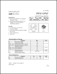 Click here to download IRF8113PBF Datasheet