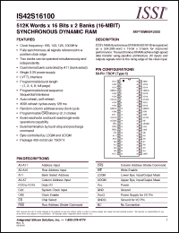 Click here to download IS42S16100-8T Datasheet