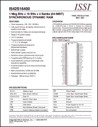 Click here to download IS42S16400-6T Datasheet