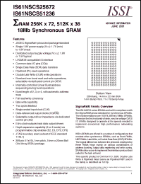 Click here to download IS61NSCS25672-250B Datasheet