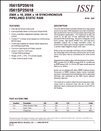 Click here to download IS61SP25616 Datasheet