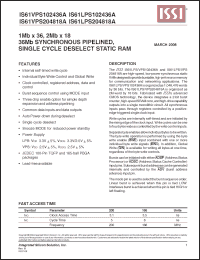 Click here to download IS61LPS102436A-166TQLI Datasheet