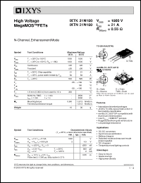 Click here to download IXTK21N100 Datasheet