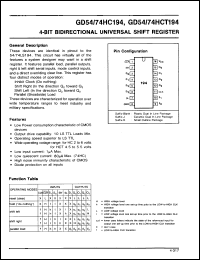 Click here to download GD74HC194J Datasheet