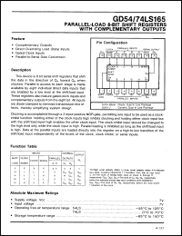 Click here to download GD54LS165J Datasheet