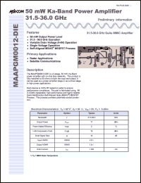 Click here to download MAAPGM0012-DIE Datasheet