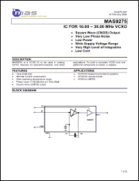 Click here to download MAS9275A1TG00 Datasheet