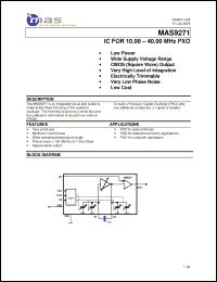 Click here to download MAS9271A1TG00 Datasheet