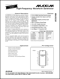 Click here to download MAX038CWP Datasheet