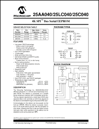 Click here to download 25AA040T-I/SN Datasheet