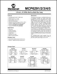 Click here to download MCP6291T-E/OT Datasheet