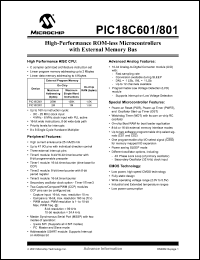 Click here to download PIC18C601I/PT Datasheet