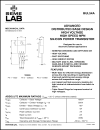 Click here to download BUL54 Datasheet