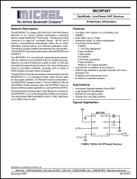 Click here to download MICRF007 Datasheet