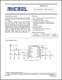 Click here to download MICRF213AYQS Datasheet