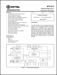 Click here to download MT91610 Datasheet