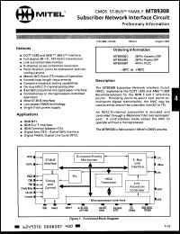 Click here to download MT8930AE Datasheet