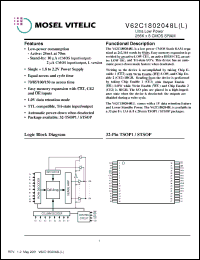 Click here to download V62C1802048L-100T Datasheet