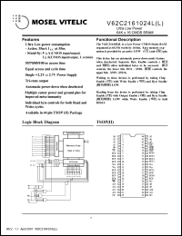 Click here to download V62C2161024LL-70T Datasheet