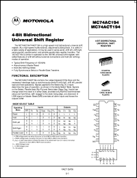 Click here to download MC74ACT194N Datasheet